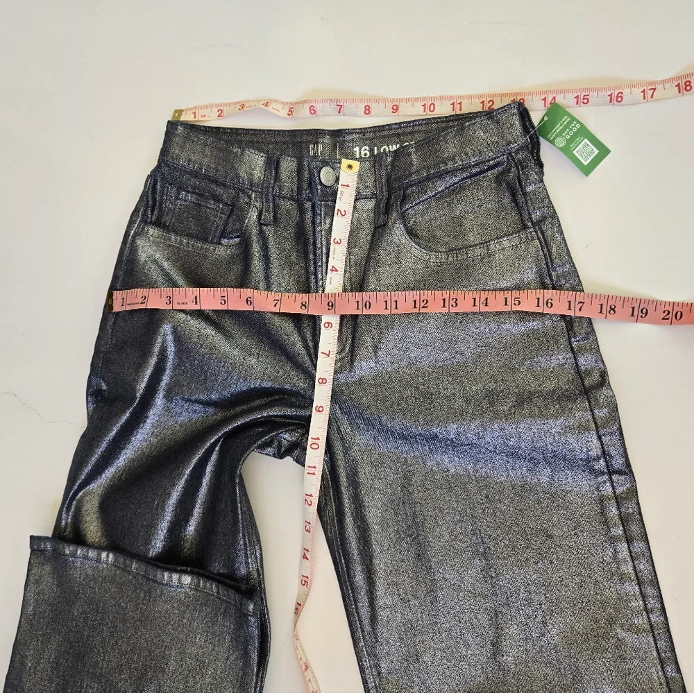 Gap Kids Low Stride Metallic Wide Leg Girls Size 16 Denim Jeans Adjustable Waist